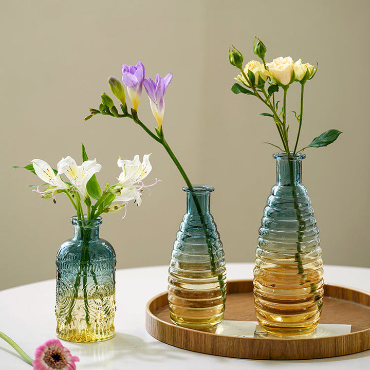 Set of 5 Vintage Gradient Small Glass Bud Vase