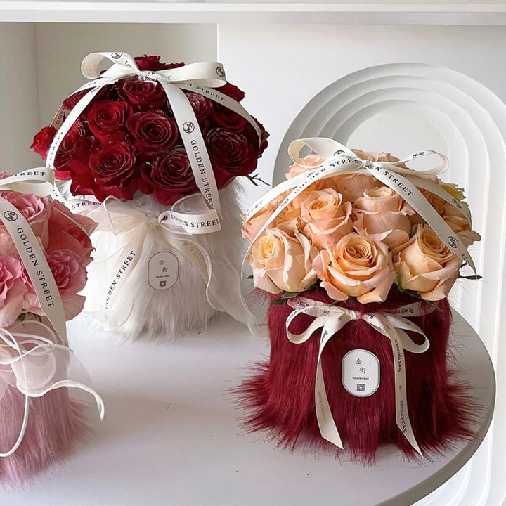 Long Plush Velvet Flower Gift Box