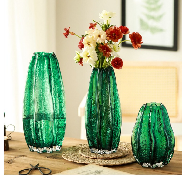 Emerald Modern Glass Vase for Centerpiece