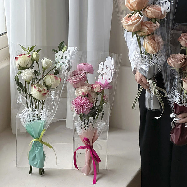 Valentine's Day Lace Bouquet Packaging Bags Pack 50 is a delightful addition to your valentine's day bouquets collection.