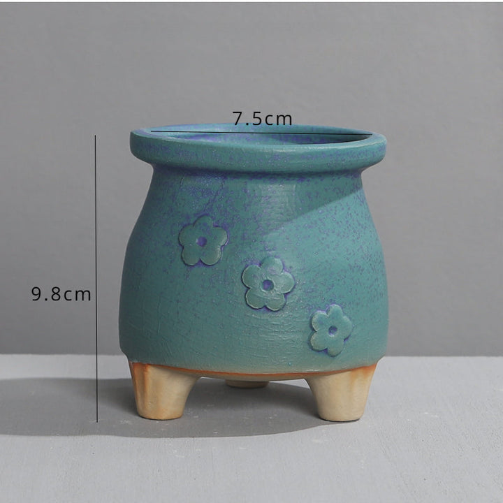 Mini Blue Ceramic Pot for Succulents