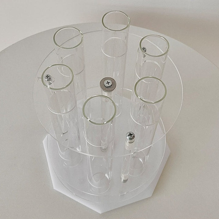 Rotating Clear Glass Test Tube Vase