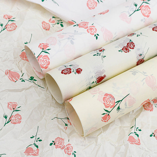 Rose Pattern Bouquet Wrapping Paper Pack 20