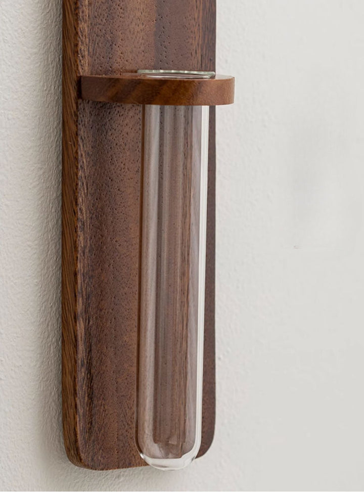 Wall-Mounted Wood Hydroponic Vase