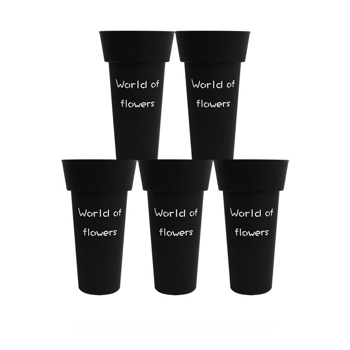 White Black Plastic Flower Buckets Pack 5