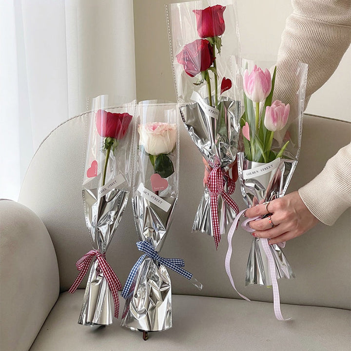 Mirror Silver Single Stem Bouquet Bag Pack 30