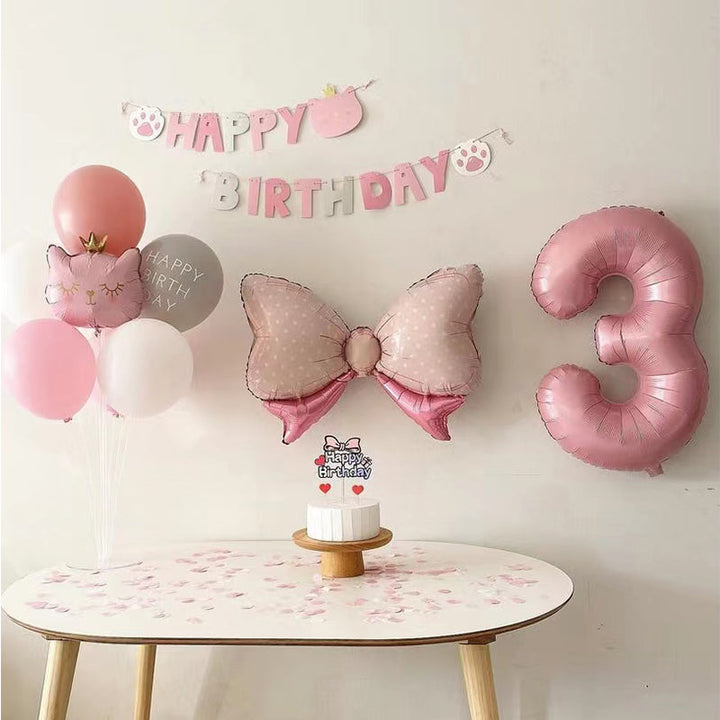 33 Inch Large Pink Blue Bowknot Balloon