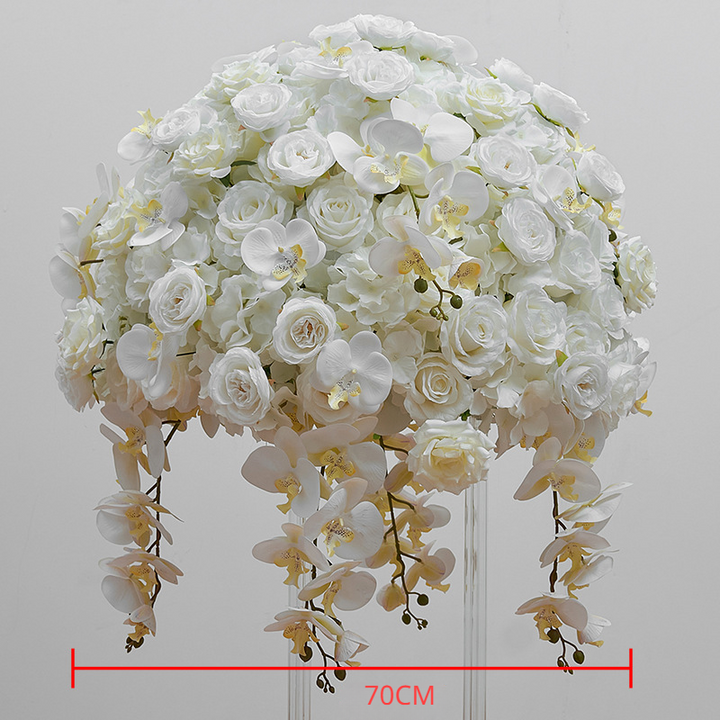 Table Flowers White Phalaenopsis Rose Flower Ball Wedding Decoration