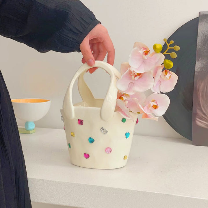 Bejeweled Handbag Ceramic Vase