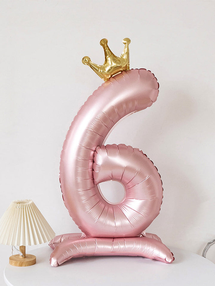 40 Inch Pink Standing Number Balloons with Crown