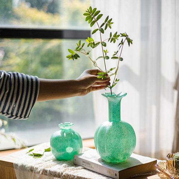 Vintage Blue Glass Art Vase