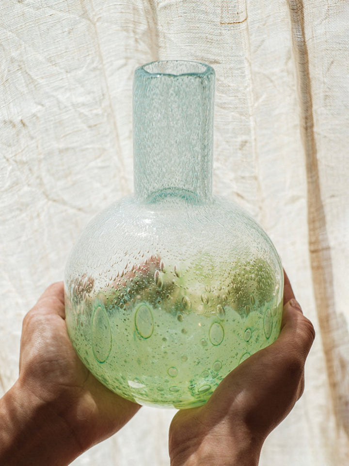 Gradient Green Bubble Glass Art Vase