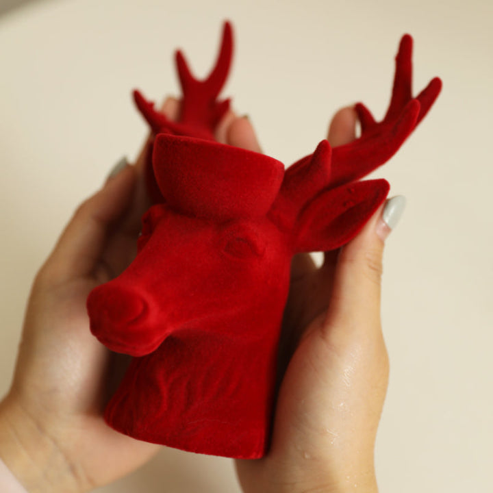 Flocking Deer Head Resin Candle Holder