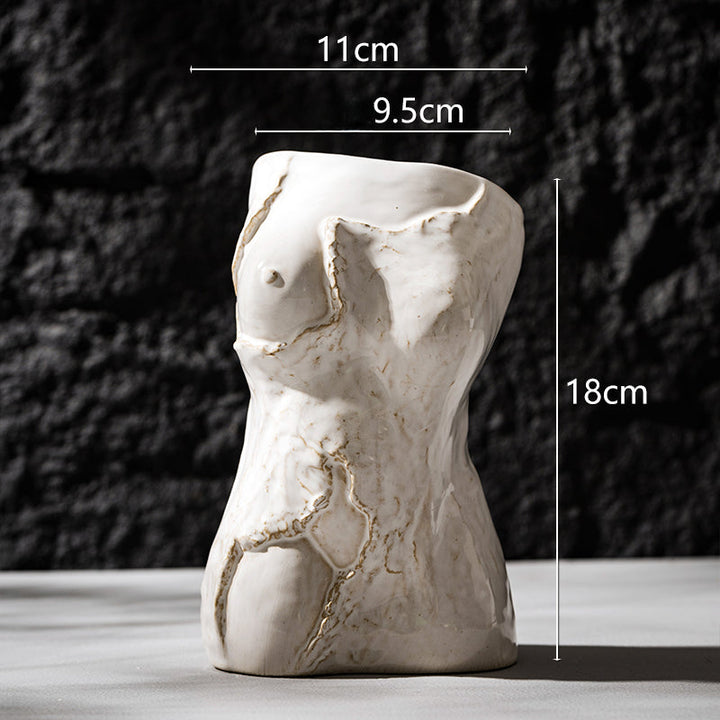 Unique Female Body White Ceramic Vase