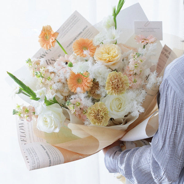 Retro English Newspaper Flower Wrapping Paper Pack 10 (38x53cm)