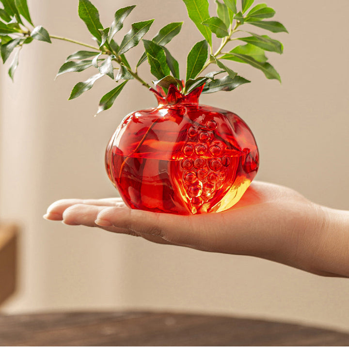 Pomegranate Shaped Red Glass Vase Set