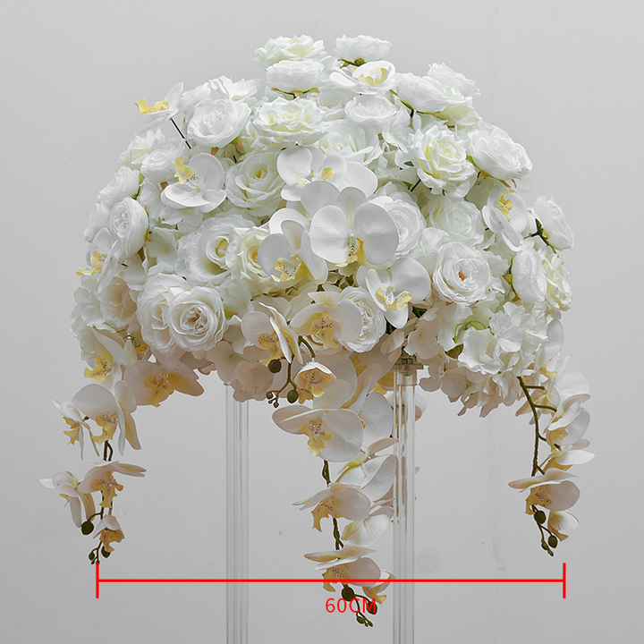 Table Flowers White Phalaenopsis Rose Flower Ball Wedding Decoration