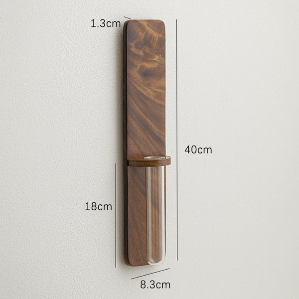 Wall-Mounted Wood Hydroponic Vase