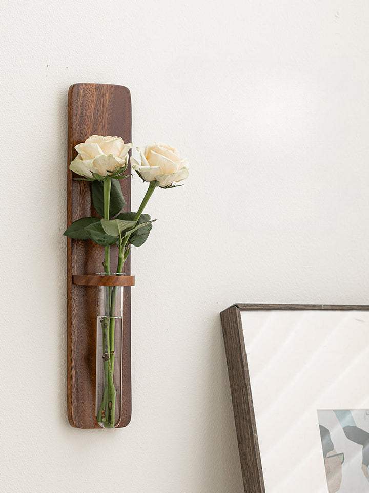 Wall-Mounted Wood Hydroponic Vase