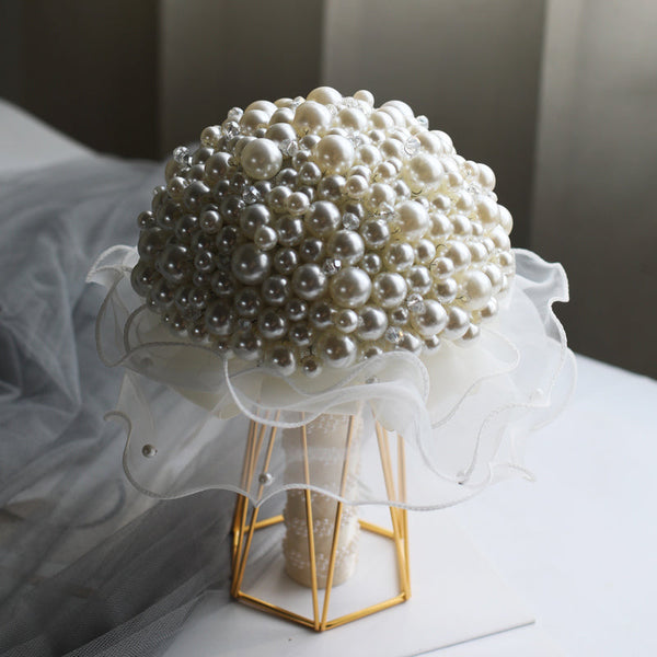 Handmade Pearl Rhinstone Bride Bouquet