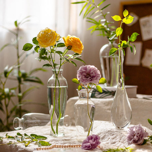 Japanese Style Single Stem Clear Glass Vase