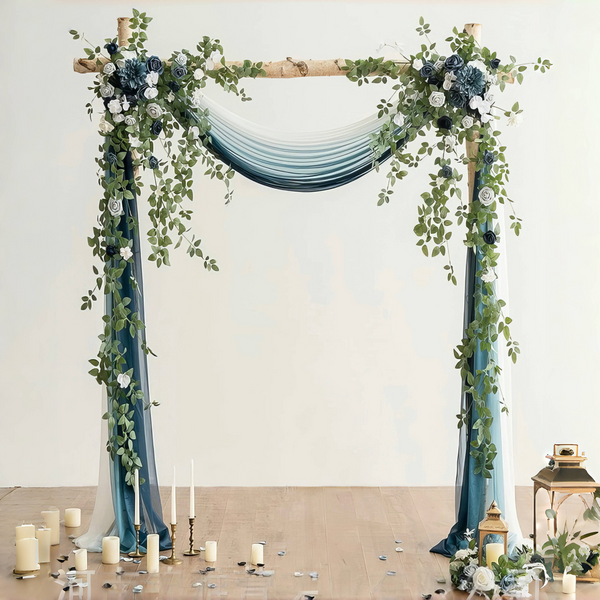 5ft Navy and White Roses Wedding Arch Garland with Greenery 