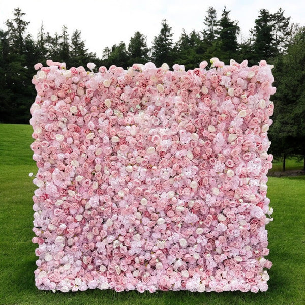 pastel pink rose flower wall for events.