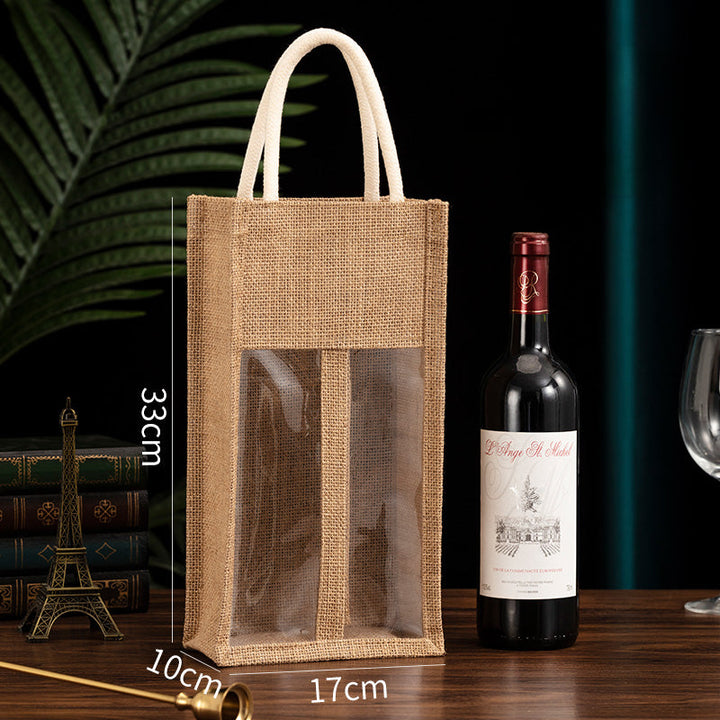 Burlap Wine Gift Bags with Window