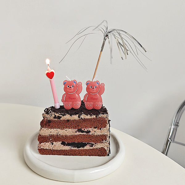 5pcs Cute Pink Teddy Bear Birthday Candles