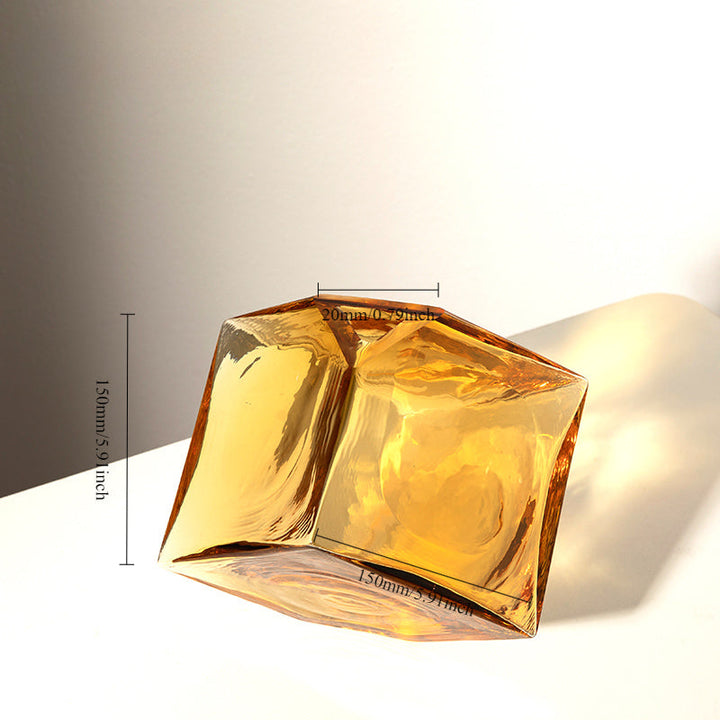 Brown Glass Cubed Art Vase