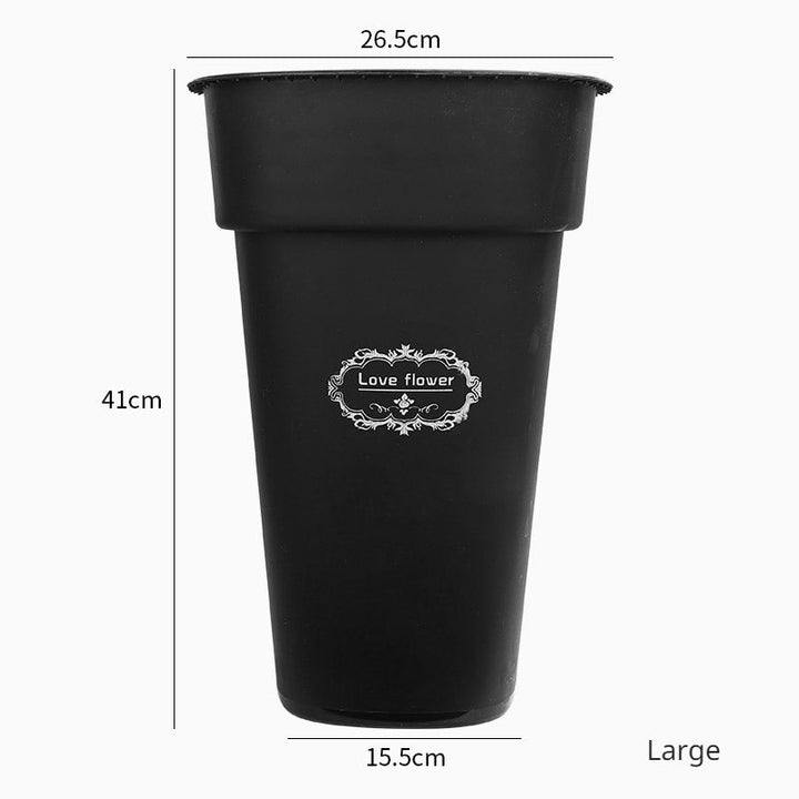 White Black Plastic Flower Buckets Pack 5