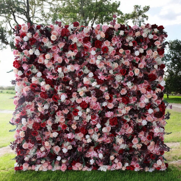 3D Flower Wall - Burgundy Elegance Floral Wall Backdrop