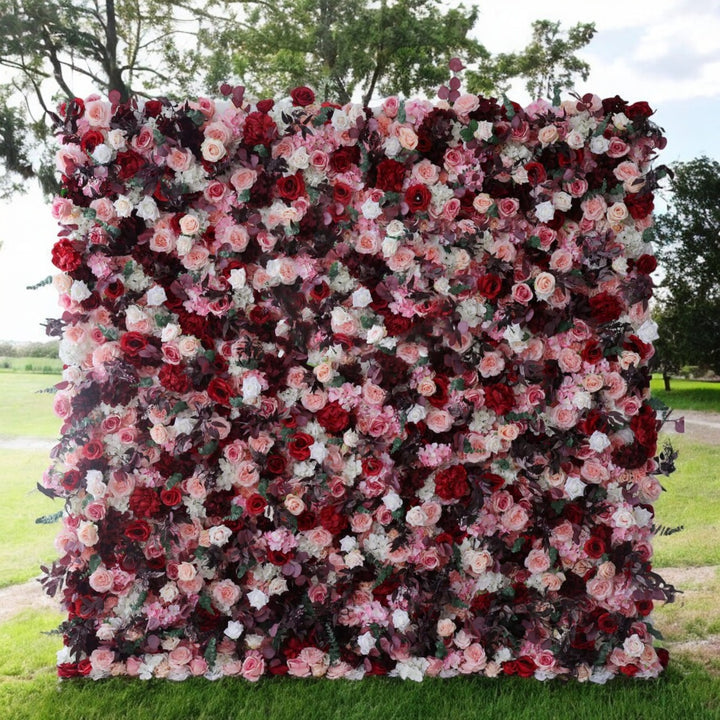 3D Flower Wall - Burgundy Elegance Floral Wall Backdrop