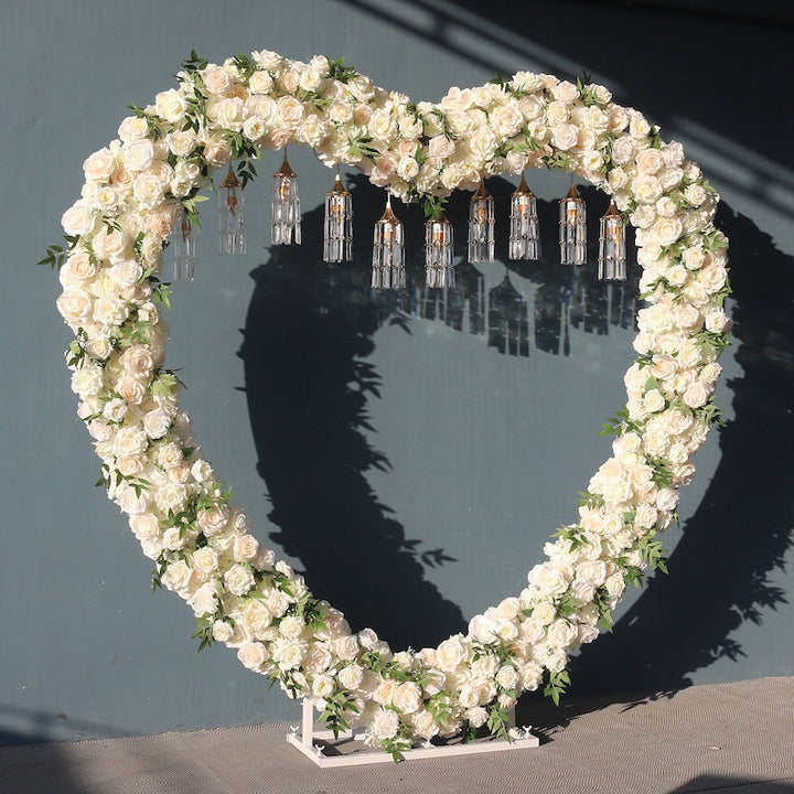 Flower Arrangement Wedding Background Arch Heart Shaped Flower Row