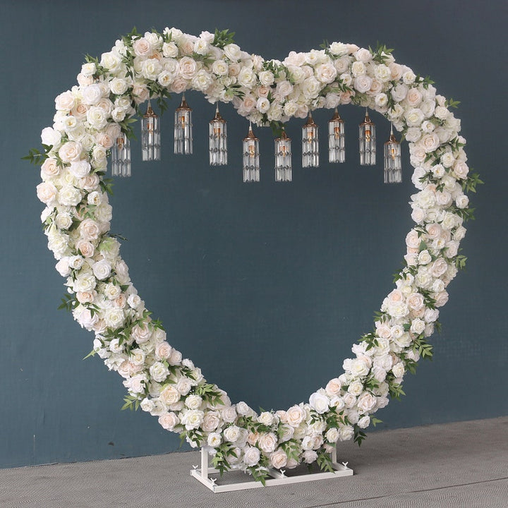 Flower Arrangement Wedding Background Arch Heart Shaped Flower Row