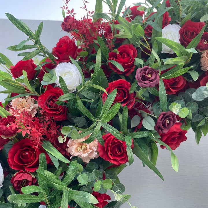 Red Green Rose Flower Arch for Wedding Party Decor Proposal