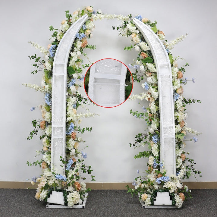 Champagne Rose Floral Arrangement White Blue Series Horn Arch Set