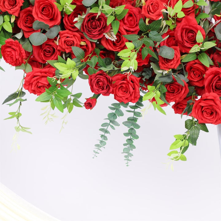 Red Rose Floral Green Leaves for Wedding Party Decor Proposal