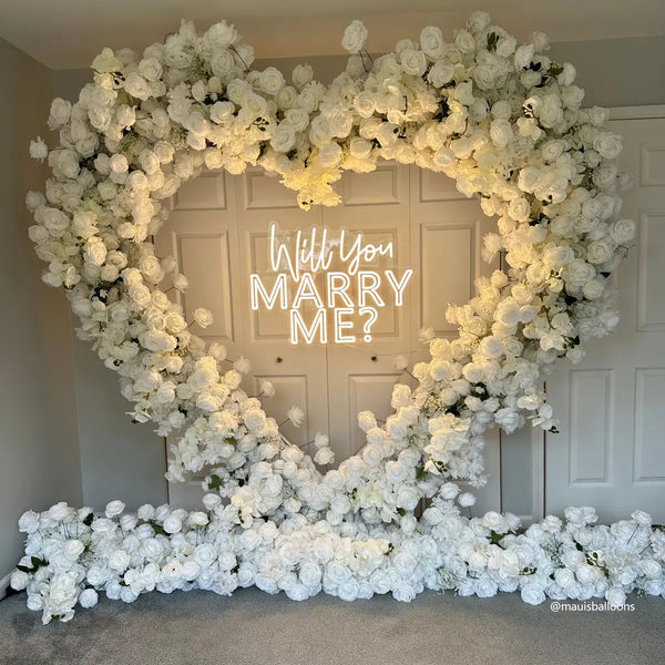 Flower Arch Heart Shaped White Roses Floral Arch Set Proposal Wedding Party Decor