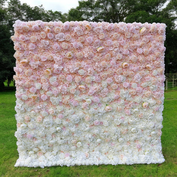 Pink and white rose flower wall backdrop for weddings
