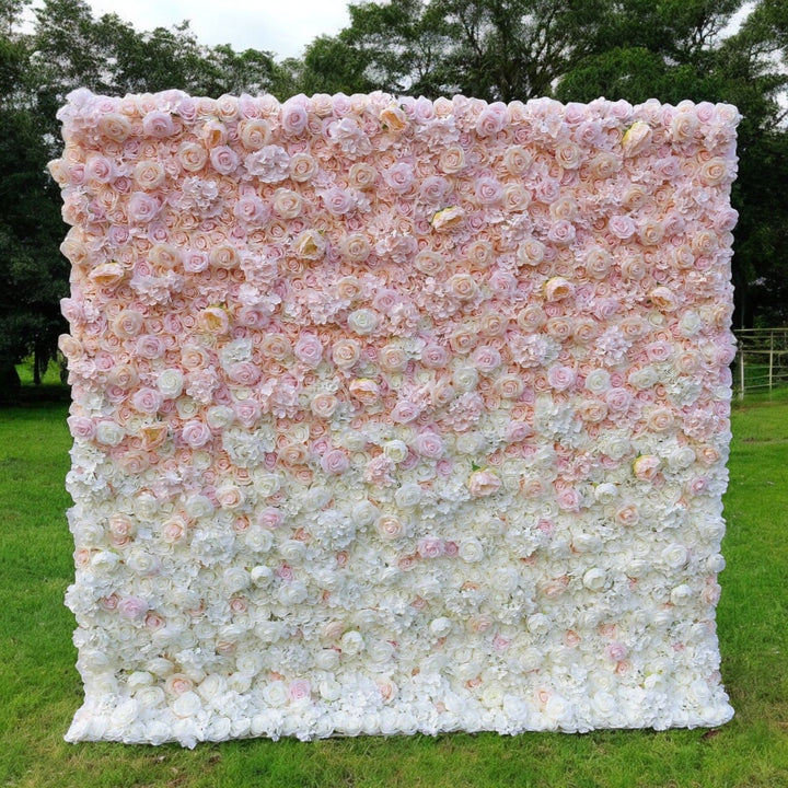 Pink and white rose flower wall backdrop for weddings
