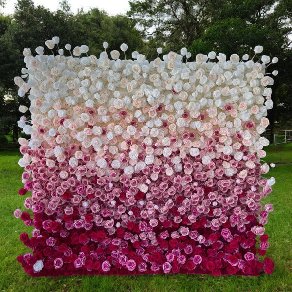 3D Flower Wall - Pink Ombre Rose Floral Wall Backdrop
