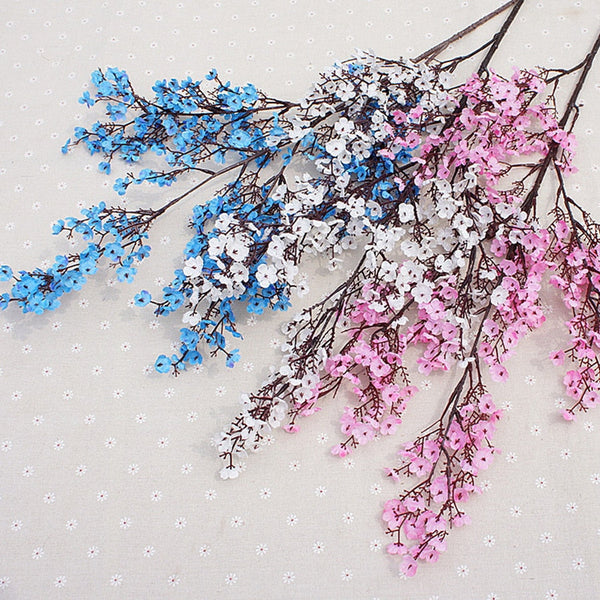 Pink Cherry Blossom Plastic Branch Artificial Flowers, perfect as artificial plant.