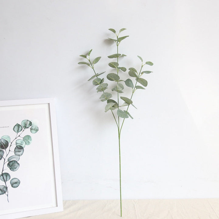 Artificial Leaves Branch Retro Green Silk Eucalyptus Leaf for Home Decor Wedding Plants Faux Fabric Foliage Room Decoration 68CM, perfect as artificial plants for outdoors.