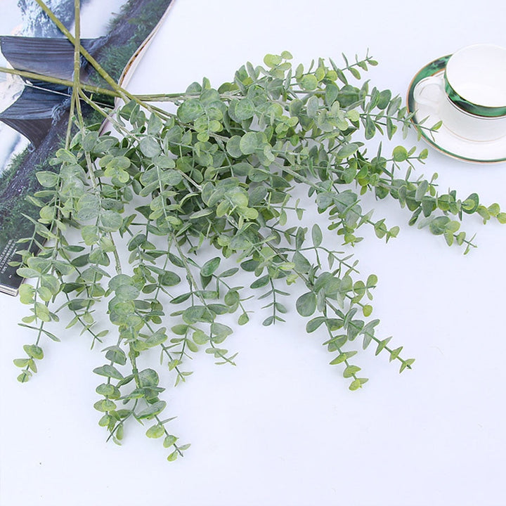 Artificial plastic plants leaves tree green eucalyptus branch for garden wedding decoration faux fake foliage christmas decor, perfect as artificial plant.