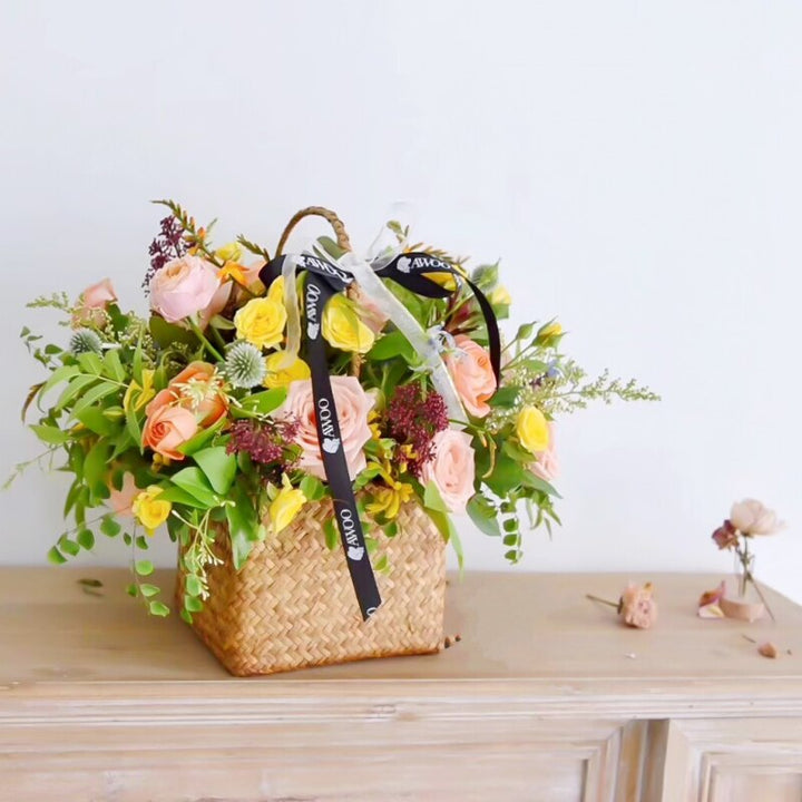 Handmade Straw Seagrass Rustic Wedding Favor Party Decoration Rope Woven Flower Basket Storage Home Decor Hand Baskets