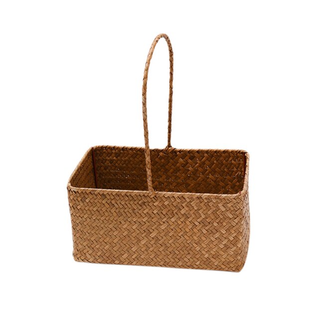 Handmade Straw Seagrass Rustic Wedding Favor Party Decoration Rope Woven Flower Basket Storage Home Decor Hand Baskets