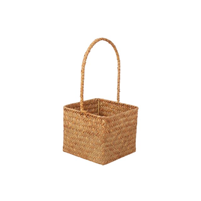 Handmade Straw Seagrass Rustic Wedding Favor Party Decoration Rope Woven Flower Basket Storage Home Decor Hand Baskets