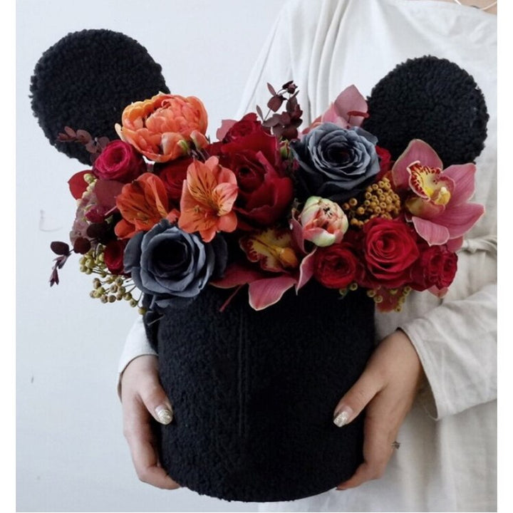 Velvet Gift Wrap Basket Flower Hat Box