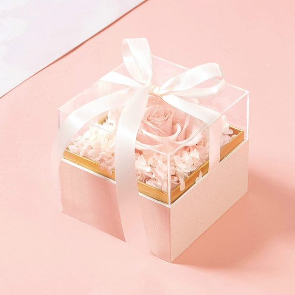 Square Acrylic Gift Box with Ribbon is a delightful addition to your valentine's day bouquets collection.